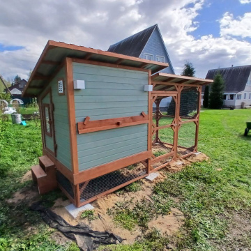 Курятник на 10-ть курочек утепленный с односкатной крышей